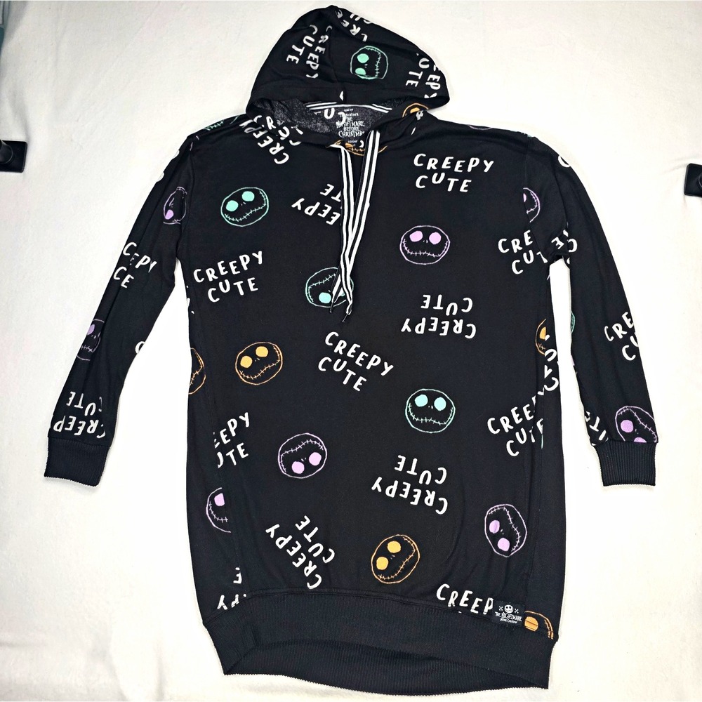 Disney Jack Skellington Nightmare Before Christmas Black Hooded Sleepshirt S